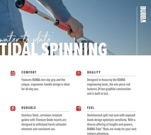 قضيب دوار BUBBA Tidal 7 بوصات ثقيل متوسط ​​الوزن وسريع على الشاطئ مع أدلة مقاومة للتآكل وللمياه المالحة. in Kuwait