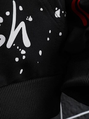 WDIRARA Men's Letter Cartoon Graphic Print Drawstring Hoodie Long Sleeve Sweatshirt with Pocket in Saudi Arabia
