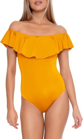 Trina Turk Women's Standard Monaco Ruffle Bandeau One Piece Swimsuit, Off Shoulder, Bathing Suits in Saudi Arabia