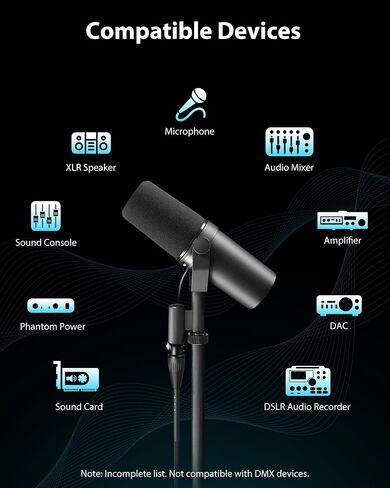 XLR Cables 10ft 2-Pack, Rean Connectors from Neutrik, Balanced XLR to XLR Microphone Cable with Kevlar and OFC Cores, Braided XLR Cord Compatible with Mic, Amplifier and More in Saudi Arabia