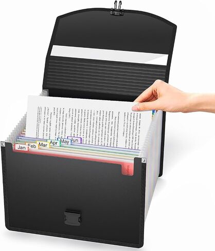 Accordion File Organizer with Handle,13 Pockets Expanding File Folder for Paper/Document/Bill,Portable Filing Box,Visible Window,Quick Search,Expandable Bottom,Large Capacity,A4/Letter Size in Saudi Arabia