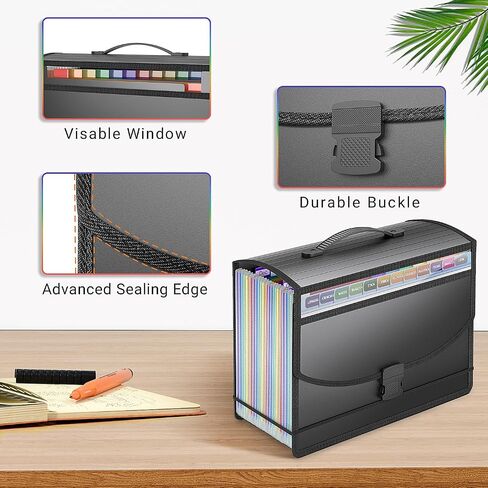 Accordion File Organizer with Handle,13 Pockets Expanding File Folder for Paper/Document/Bill,Portable Filing Box,Visible Window,Quick Search,Expandable Bottom,Large Capacity,A4/Letter Size in Saudi Arabia