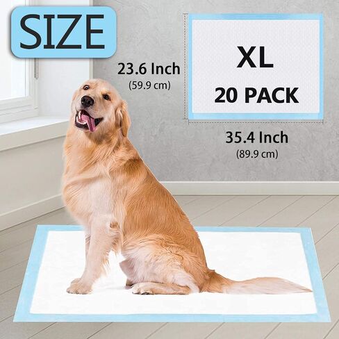 Dog and Puppy Training Pads, Potty Pads, Dog Pads Diapers Leak-Proof 6-Layer Pee Pads with Thicker Materials with Quick-Dry Surface for Potty Training, blue, 20 PACK- XL (23.6 x 35.4 inch) in Saudi Arabia