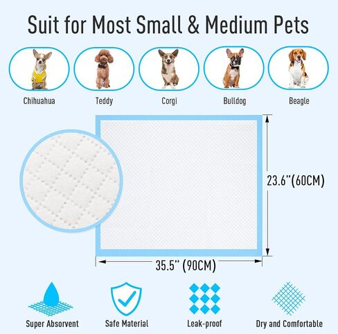 Dog and Puppy Training Pads, Potty Pads, Dog Pads Diapers Leak-Proof 6-Layer Pee Pads with Thicker Materials with Quick-Dry Surface for Potty Training, blue, 20 PACK- XL (23.6 x 35.4 inch) in Saudi Arabia