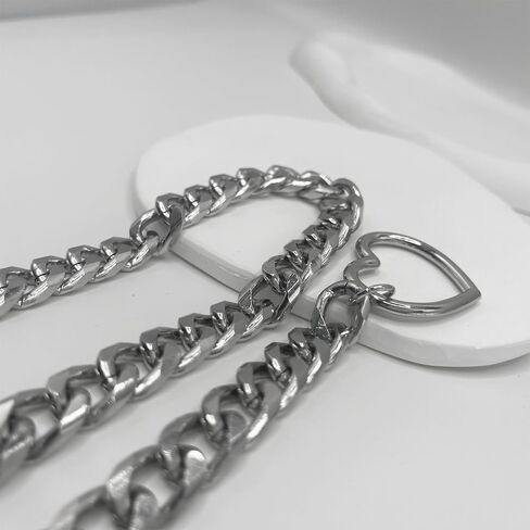 القلب زلة سلسلة المختنق للنساء 24 "29" 34 "الفضة مكتنزة سلسلة المختنق قلادة سميكة طويلة سلسلة طوق الشرير الصخرة وتتسابق للنساء in Kuwait