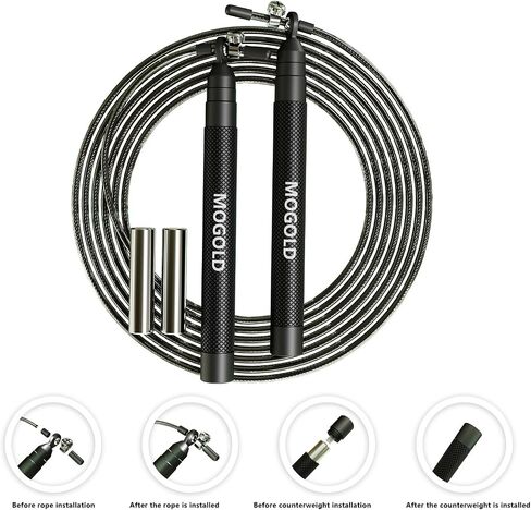 Speed Jump Rope for Boxing Fitness Exercise - Metal Handles With Extra Weights - 2 Length Adjustable PVC Coat Steel Wire Rope, Adults Workout Speed Rope for Men, Women, Kids in Saudi Arabia