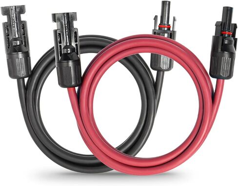 كابل تمديد شمسي 10 AWG بطول 5 أقدام أسود + 5 أقدام أحمر، سلك لوحة شمسية فائقة الذكور إلى الإناث سلك نحاسي معلب للوحات الشمسية، السيارات، المركبات الترفيهية، القوارب، في الهواء الطلق in Kuwait