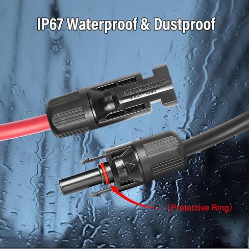 كابل تمديد شمسي 10 AWG بطول 5 أقدام أسود + 5 أقدام أحمر، سلك لوحة شمسية فائقة الذكور إلى الإناث سلك نحاسي معلب للوحات الشمسية، السيارات، المركبات الترفيهية، القوارب، في الهواء الطلق in Kuwait