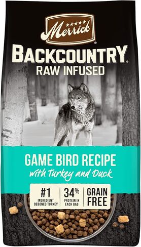 Merrick Backcountry Grain Free Dry Adult Dog Food, Kibble With Freeze Dried Raw Pieces, Game Bird Recipe - 4.0 lb. Bag in Saudi Arabia
