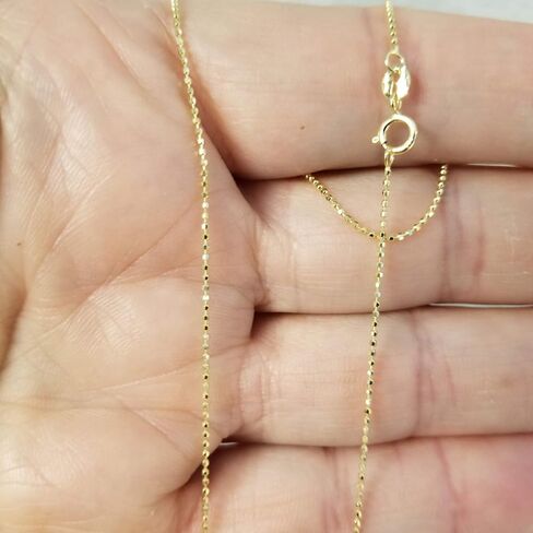 14k Solid Yellow Or White Gold 1mm Diamond-Cut Bead Ball Chain 16" 18" 20" in Saudi Arabia