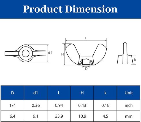MroMax 68Pcs 1/4"-20 Wing Nuts Carbon Steel Butterfly Nuts Zinc Plated Fasteners Parts Hand Twist Tighten Ear Wingnuts 1/4-20 Inches Hardware Nuts in Saudi Arabia