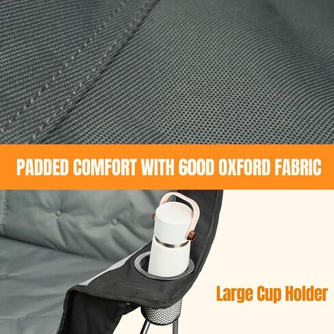 Oversized Double Camping Chair for Adults, Fully Padded Folding Camping Chairs Loveseat, Big Heavy Duty Outdoor Patio Lawn Chair with Arm Cup Holder in Saudi Arabia