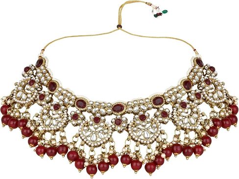I Jewels Gold Plated Wedding Handcrafted Kundan Pearl Choker Necklace Jewellery Set For Women/Girls in Saudi Arabia