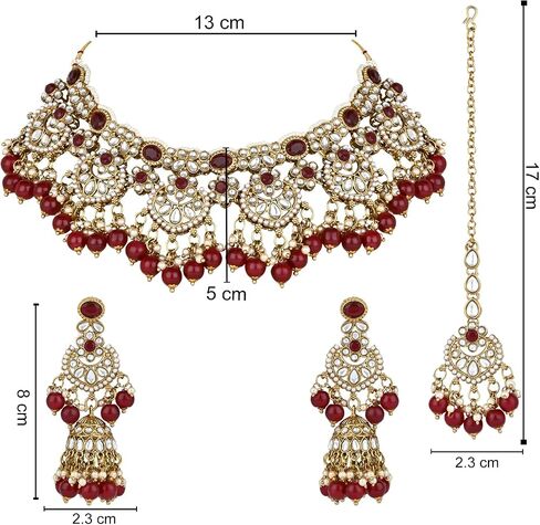 I Jewels Gold Plated Wedding Handcrafted Kundan Pearl Choker Necklace Jewellery Set For Women/Girls in Saudi Arabia