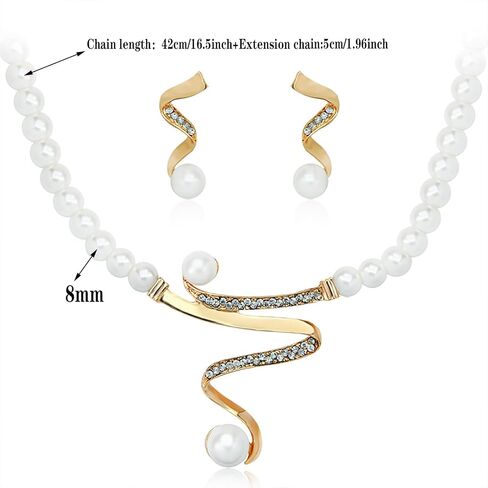 inenimartj اللؤلؤ قلادة وأقراط مجموعة مجوهرات اللؤلؤ الزفاف مجموعة للعروس فو اللؤلؤ المختنق القلائد اللؤلؤ أقراط 1920s زي مجموعة مجوهرات اللؤلؤ للنساء الفتيات هدايا عيد ميلاد in Kuwait