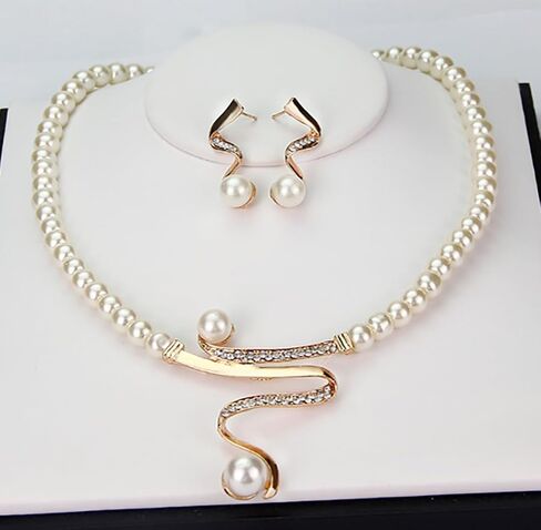 inenimartj اللؤلؤ قلادة وأقراط مجموعة مجوهرات اللؤلؤ الزفاف مجموعة للعروس فو اللؤلؤ المختنق القلائد اللؤلؤ أقراط 1920s زي مجموعة مجوهرات اللؤلؤ للنساء الفتيات هدايا عيد ميلاد in Kuwait