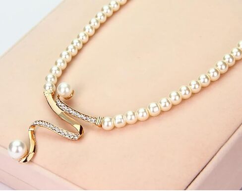 inenimartj اللؤلؤ قلادة وأقراط مجموعة مجوهرات اللؤلؤ الزفاف مجموعة للعروس فو اللؤلؤ المختنق القلائد اللؤلؤ أقراط 1920s زي مجموعة مجوهرات اللؤلؤ للنساء الفتيات هدايا عيد ميلاد in Kuwait