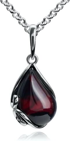 الكرز العنبر Leverback الفضة الاسترليني مجموعة أقراط قلادة Necklace18 بوصة in Kuwait