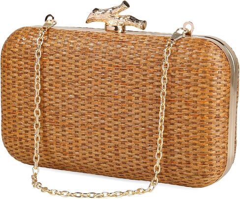 احصل على محفظة بمقبض من القش للنساء حقيبة شاطئ صيفية منسوجة حقيبة يد كروس الرافية حقيبة مسائية لحفلات السفر in Kuwait