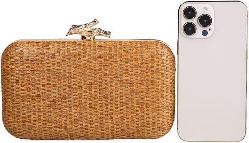 احصل على محفظة بمقبض من القش للنساء حقيبة شاطئ صيفية منسوجة حقيبة يد كروس الرافية حقيبة مسائية لحفلات السفر in Kuwait