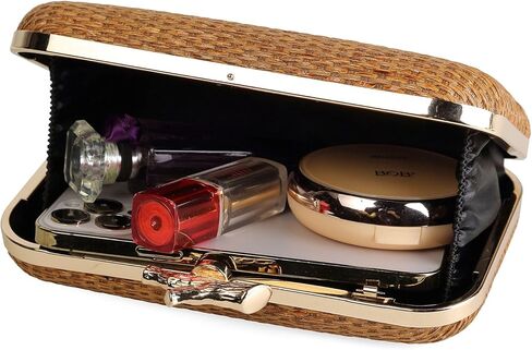 احصل على محفظة بمقبض من القش للنساء حقيبة شاطئ صيفية منسوجة حقيبة يد كروس الرافية حقيبة مسائية لحفلات السفر in Kuwait