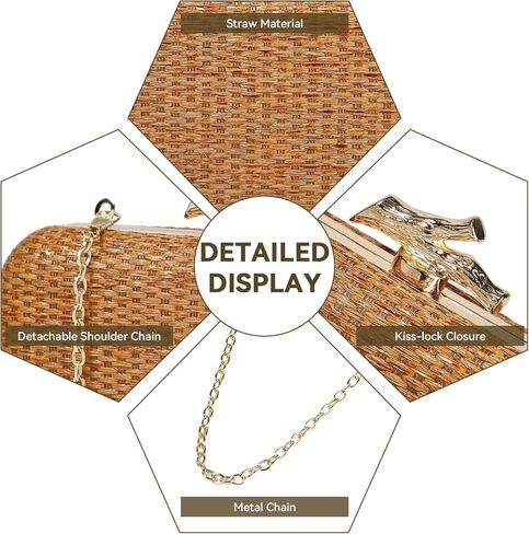 احصل على محفظة بمقبض من القش للنساء حقيبة شاطئ صيفية منسوجة حقيبة يد كروس الرافية حقيبة مسائية لحفلات السفر in Kuwait
