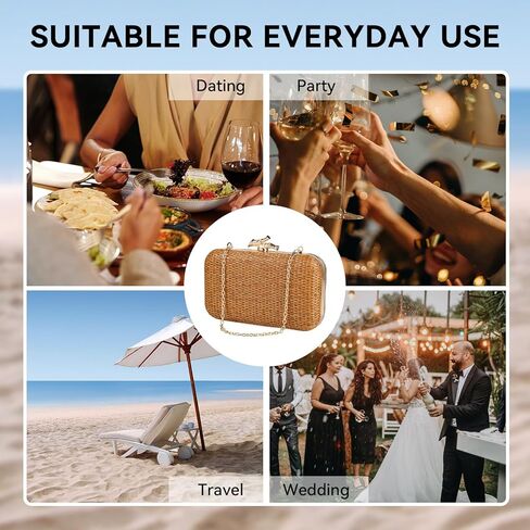 احصل على محفظة بمقبض من القش للنساء حقيبة شاطئ صيفية منسوجة حقيبة يد كروس الرافية حقيبة مسائية لحفلات السفر in Kuwait