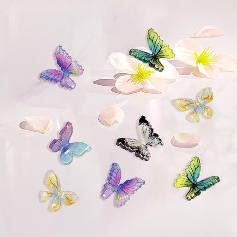50pcs Micro Resin Butterflies, Dollhouse Miniature Tiny Butterflies, Micro Landscaping Decoration in Saudi Arabia