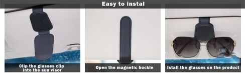 حامل نظارات شمسية للسيارة من XYZCTEM، حامل نظارات لواقي الشمس للسيارة، قطعتان من حامل النظارات الشمسية للسيارة، ملحقات داخلية للسيارات (أسود، قطعتان) in Kuwait
