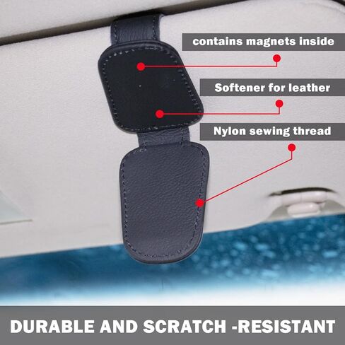 حامل نظارات شمسية للسيارة من XYZCTEM، حامل نظارات لواقي الشمس للسيارة، قطعتان من حامل النظارات الشمسية للسيارة، ملحقات داخلية للسيارات (أسود، قطعتان) in Kuwait