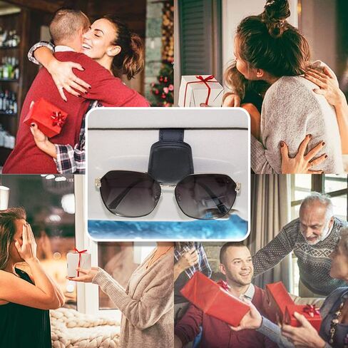 حامل نظارات شمسية للسيارة من XYZCTEM، حامل نظارات لواقي الشمس للسيارة، قطعتان من حامل النظارات الشمسية للسيارة، ملحقات داخلية للسيارات (أسود، قطعتان) in Kuwait