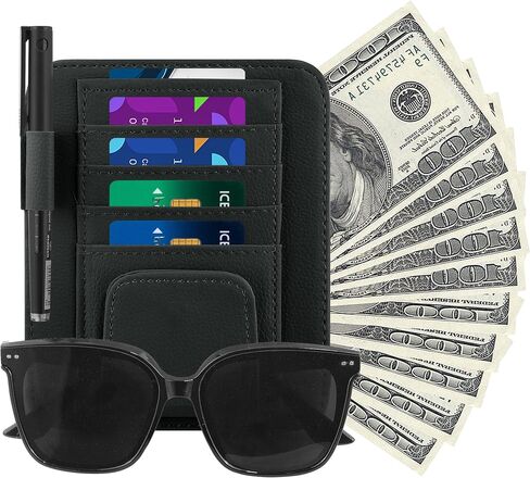 Car Sun Visor Organizer Clip, Small Car Card Sleeve Pocket Organizer, Car Visor Document Holder, Sunglasses, Car Registration/Drving License, Insurance Info, Pen, Note - Grey in Saudi Arabia