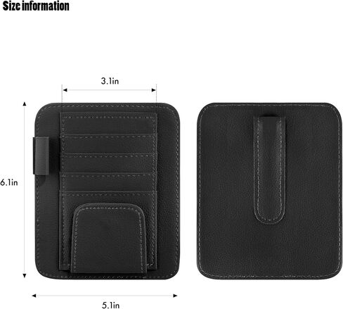 Car Sun Visor Organizer Clip, Small Car Card Sleeve Pocket Organizer, Car Visor Document Holder, Sunglasses, Car Registration/Drving License, Insurance Info, Pen, Note - Grey in Saudi Arabia