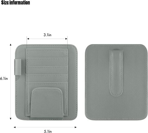 Car Sun Visor Organizer Clip, Small Car Card Sleeve Pocket Organizer, Car Visor Document Holder, Sunglasses, Car Registration/Drving License, Insurance Info, Pen, Note - Grey in Saudi Arabia