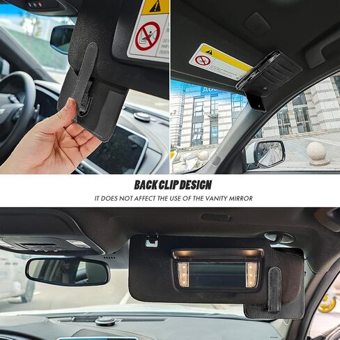 Car Sun Visor Organizer Clip, Small Car Card Sleeve Pocket Organizer, Car Visor Document Holder, Sunglasses, Car Registration/Drving License, Insurance Info, Pen, Note - Grey in Saudi Arabia