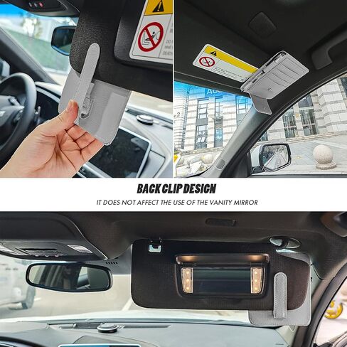 Car Sun Visor Organizer Clip, Small Car Card Sleeve Pocket Organizer, Car Visor Document Holder, Sunglasses, Car Registration/Drving License, Insurance Info, Pen, Note - Grey in Saudi Arabia