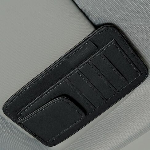 Car Sun Visor Organizer Clip, Small Car Card Sleeve Pocket Organizer, Car Visor Document Holder, Sunglasses, Car Registration/Drving License, Insurance Info, Pen, Note - Grey in Saudi Arabia