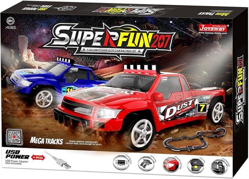 SuperFun 302-1/43 USB Power Slot Car Racing Set, Layout Size: 90"x32", LED Headlights, Lap Counter, Ages 8+ in Saudi Arabia