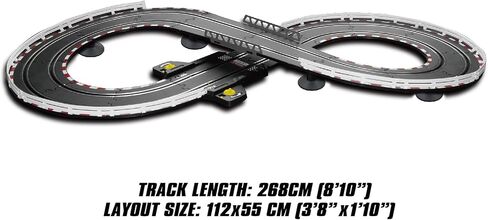 SuperFun 302-1/43 USB Power Slot Car Racing Set, Layout Size: 90"x32", LED Headlights, Lap Counter, Ages 8+ in Kuwait