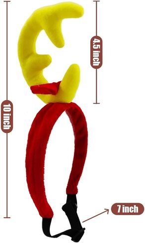 Reindeer Antlers Headband Dog Christmas Costume Dog Halloween Costume(Yellow Red, Reindeer-S) in Saudi Arabia