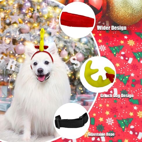 Reindeer Antlers Headband Dog Christmas Costume Dog Halloween Costume(Yellow Red, Reindeer-S) in Saudi Arabia