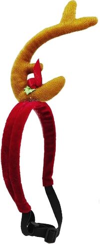Reindeer Antlers Headband Dog Christmas Costume Dog Halloween Costume(Yellow Red, Reindeer-S) in Saudi Arabia