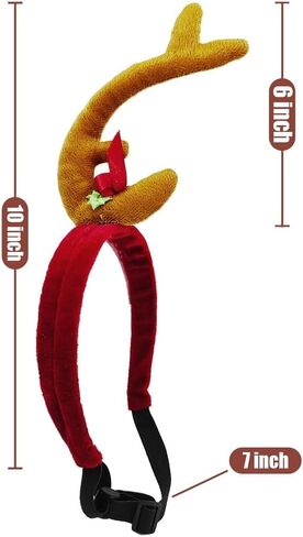 Reindeer Antlers Headband Dog Christmas Costume Dog Halloween Costume(Yellow Red, Reindeer-S) in Saudi Arabia