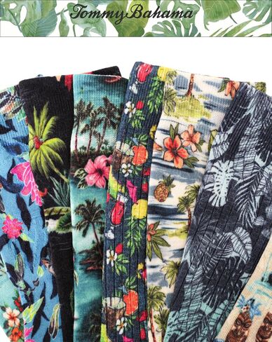 جوارب Tommy Bahama للرجال، مقاومة للبهتان، مطبوعة 360 درجة، كعب معزز، طول دائري، مسافر تاهيتي، مقاس واحد in Saudi Arabia