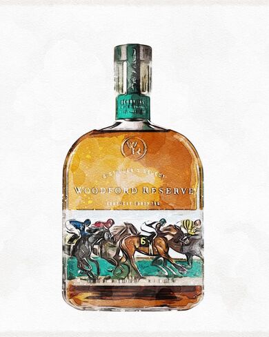 ملصقات فنية جدارية مطبوعة بألوان مائية من Woodford Reserve Bourbon - طراز كنتاكي ديربي - رائعة للبار والمطاعم وكهف الرجال وجامعي بوربون in Kuwait