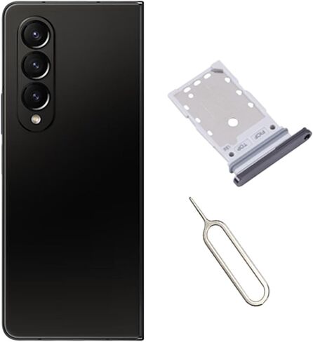 for Samsung Galaxy Z Fold 4 5G Dual SIM Card Tray Card Holder Slot Replacement Parts + Open Eject Pin (Black) in Saudi Arabia