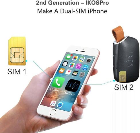محول IKOS Bluetooth Active Dual SIM متوافق مع iPhone13Pro Max 12 X 8 7 6S 6 Plus iPad iPod iOS System، وضع الاستعداد العالي، تحقيق بطاقتي SIM نشطتين في هاتف iPhone واحد، للمكالمات والرسائل النصية القصيرة in Kuwait
