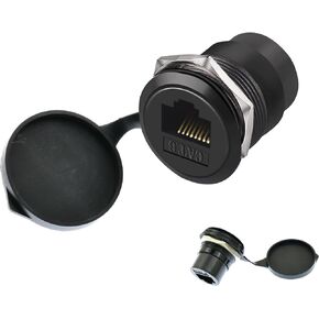 RJ45 CAT6 Panel Mount Adapter Female-to-Female Ethernet Pass-Through Connector, 10 Gbps Bulkhead Interface Adapter, XLR/D-Panel Mountable with Waterproof & Dustproof Cover