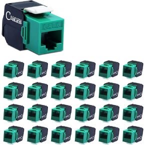 NewYork Cables Cat6 RJ45 Vertical Keystone Jack - 180 Degree UTP Toolless Ethernet Adapter, Compatible with Cat6 unloaded Keystone Patch Panel - Blank Patch Panel (Pack of 10, Half Green& Black)