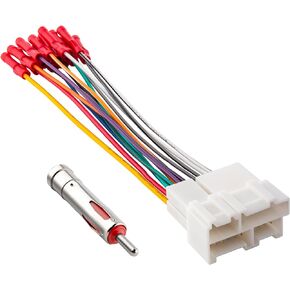 RED WOLF Car Radio Wiring Harness w/Antenna Adapter Compatible with 1988-2002 GM Chevrolet GMC Buick Cadillac Install Aftermarket Stereo Adapter w/Wire Connector Butt